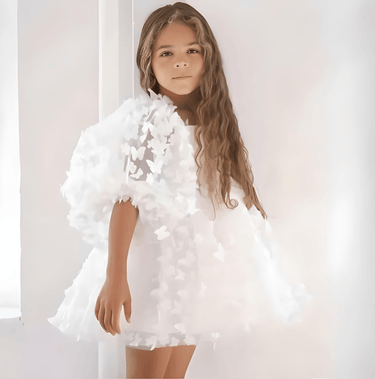 Princess Lace Butterfly Tutu Puff Sleeve Dress -, Baby & Toddler Dresses , Drestiny , 10T, 12M, 12T, 18M, 2T, 3T, 5T, 7T, Australia, Canada, Dresses, Girls, Pink, Short Sleeves, TD, United Kingdom, United States, White , Drestiny , www.shopdrestiny.com